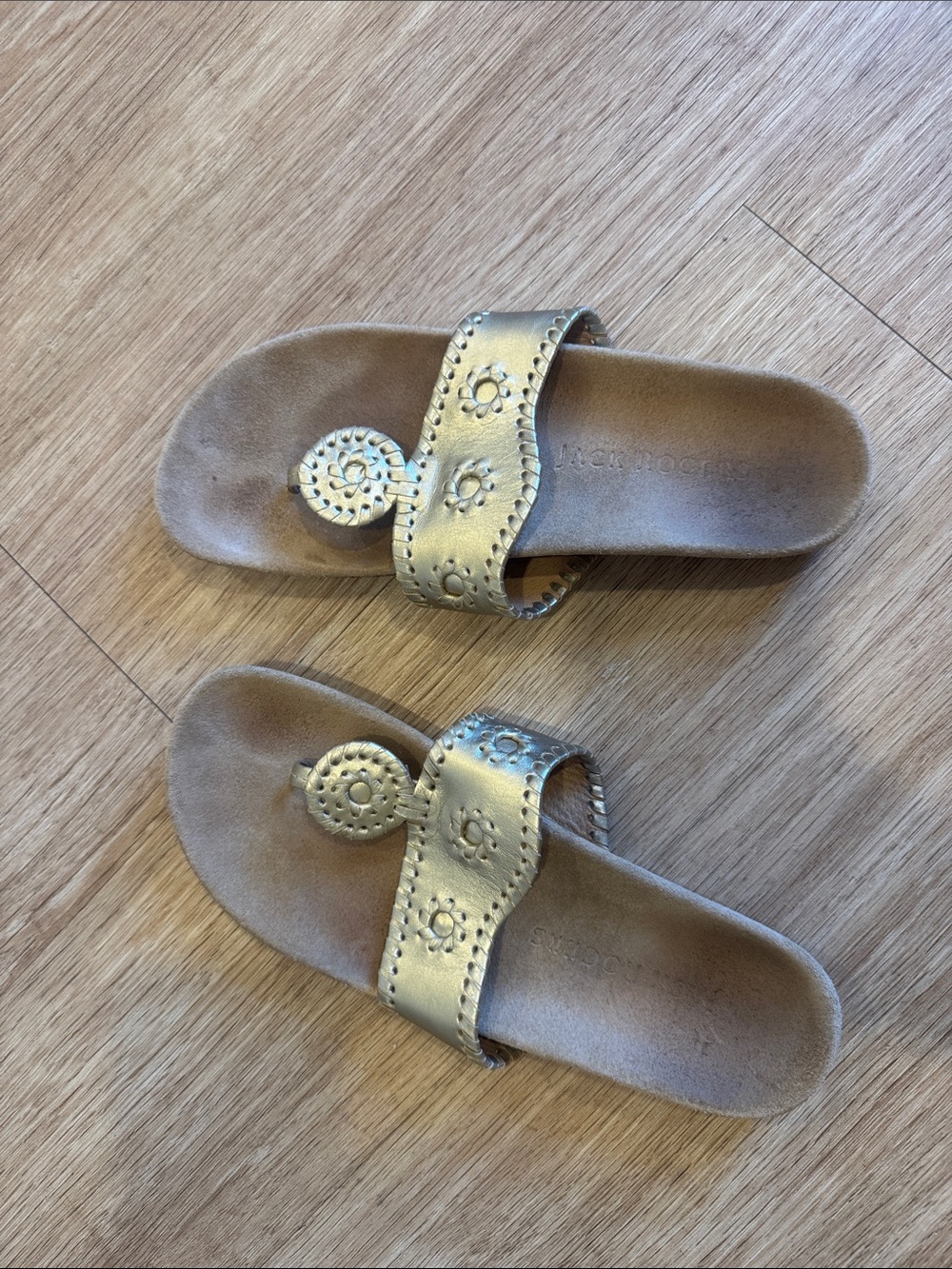 Jack Rogers' Metallic Gold Medallion Slides